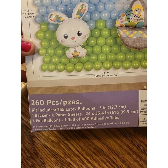 Amscan Easter Balloon Backdrop Kit 260 pieces 71" x 75" Spring Latex Foil NEW - Picture 2 of 6